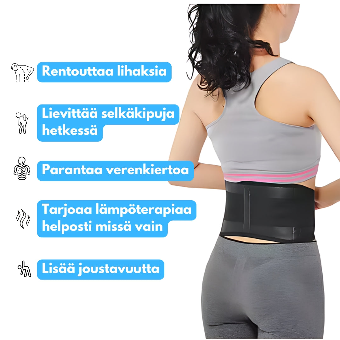 Itselämpenevä tukivyö | Tehokas apu selkäkipuihin