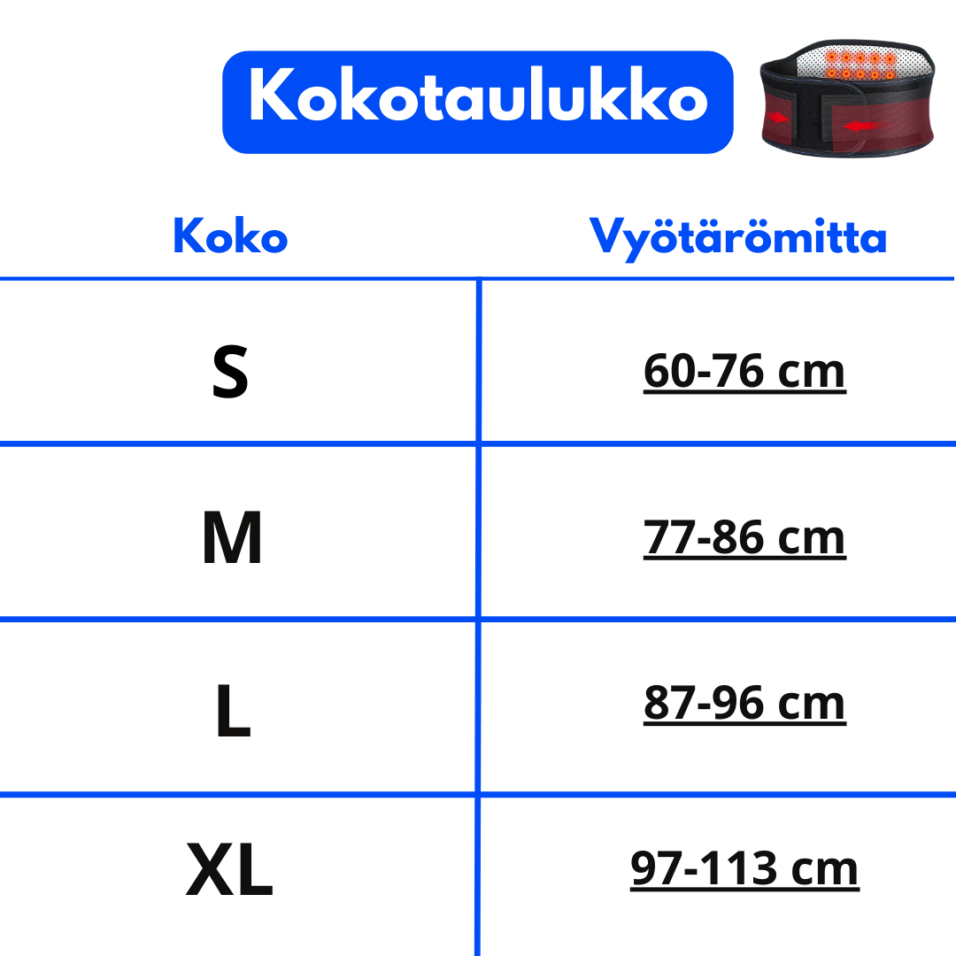Itselämpenevä tukivyö | Tehokas apu selkäkipuihin