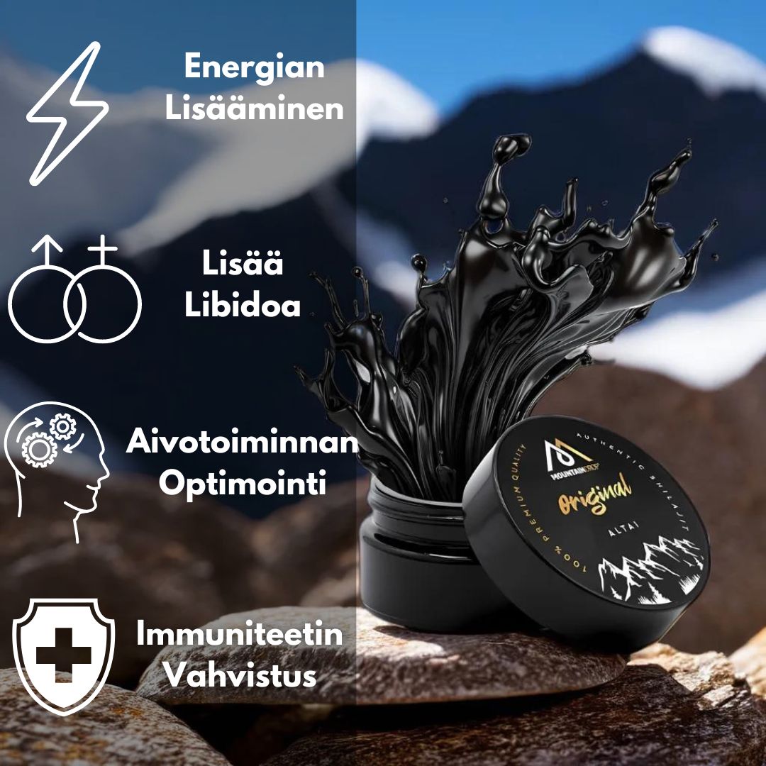 Shilajit on luonnnollinen lisäravinne, joka nostaa energiatasoja ja  auttaa keskittymään.