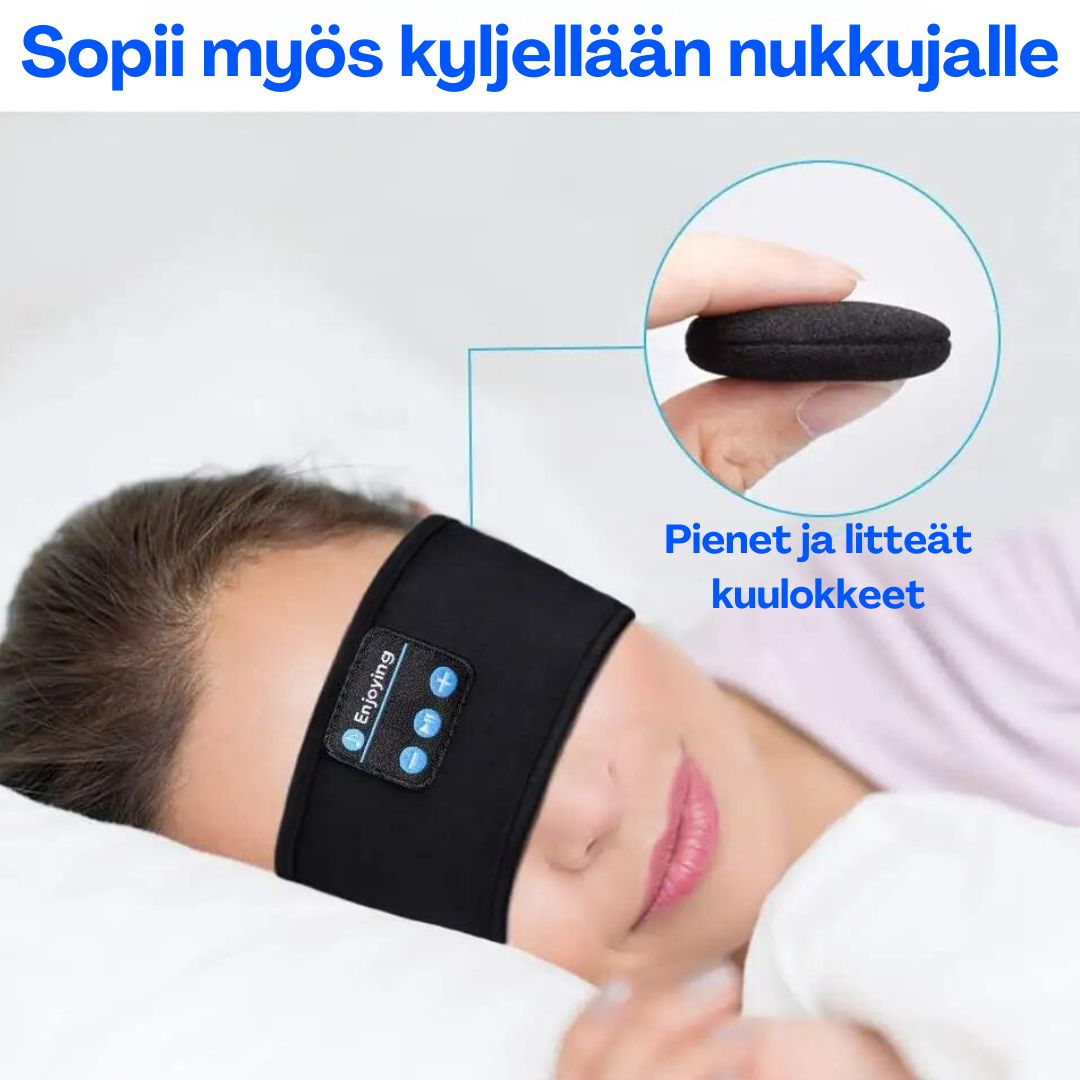 Ergonominen Bluetooth unimaski, joka tukee syvää ja palauttavaa unta.