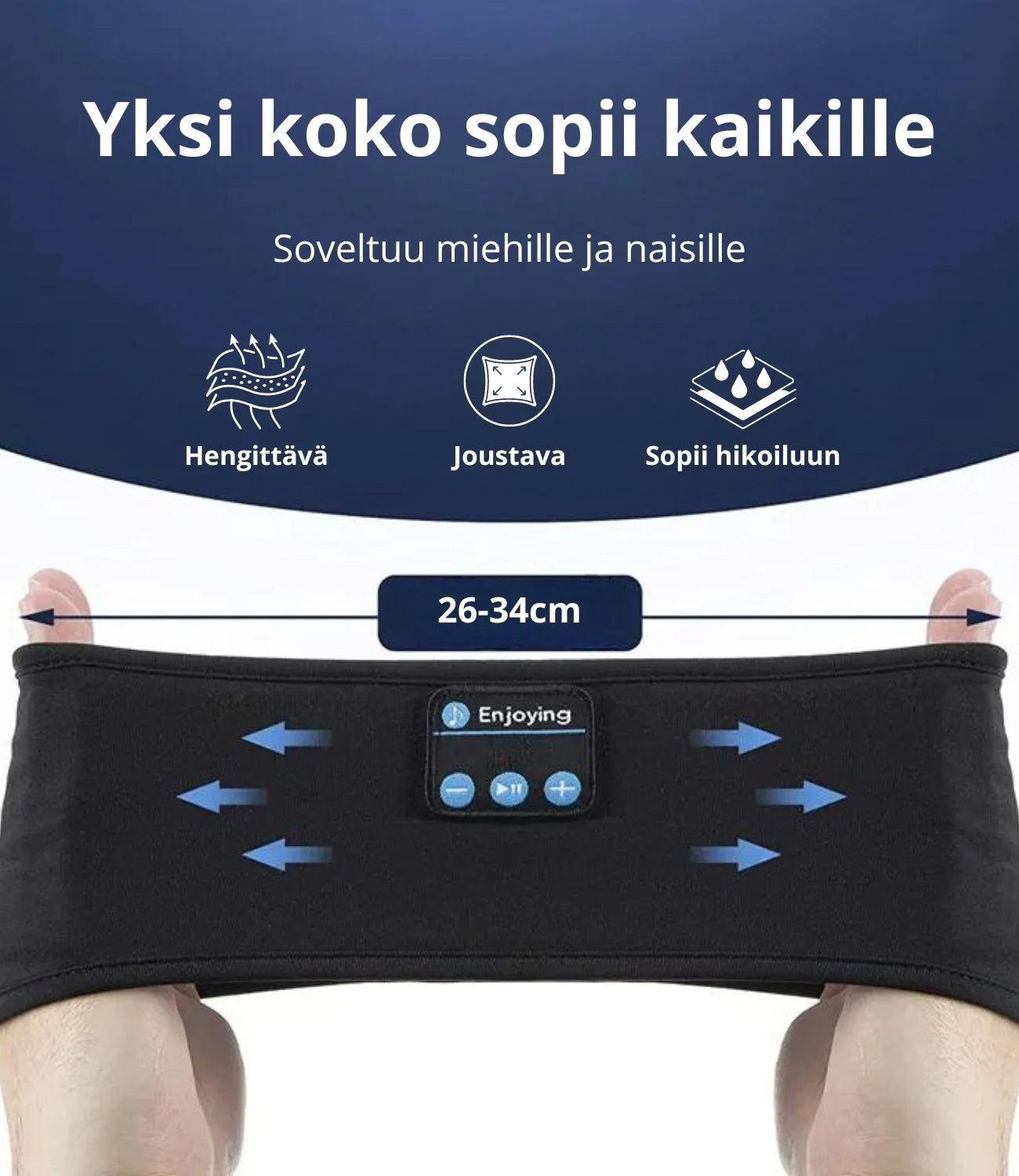 Viilentävä Bluetooth unimaski, joka parantaa unen laatua ja mukavuutta.